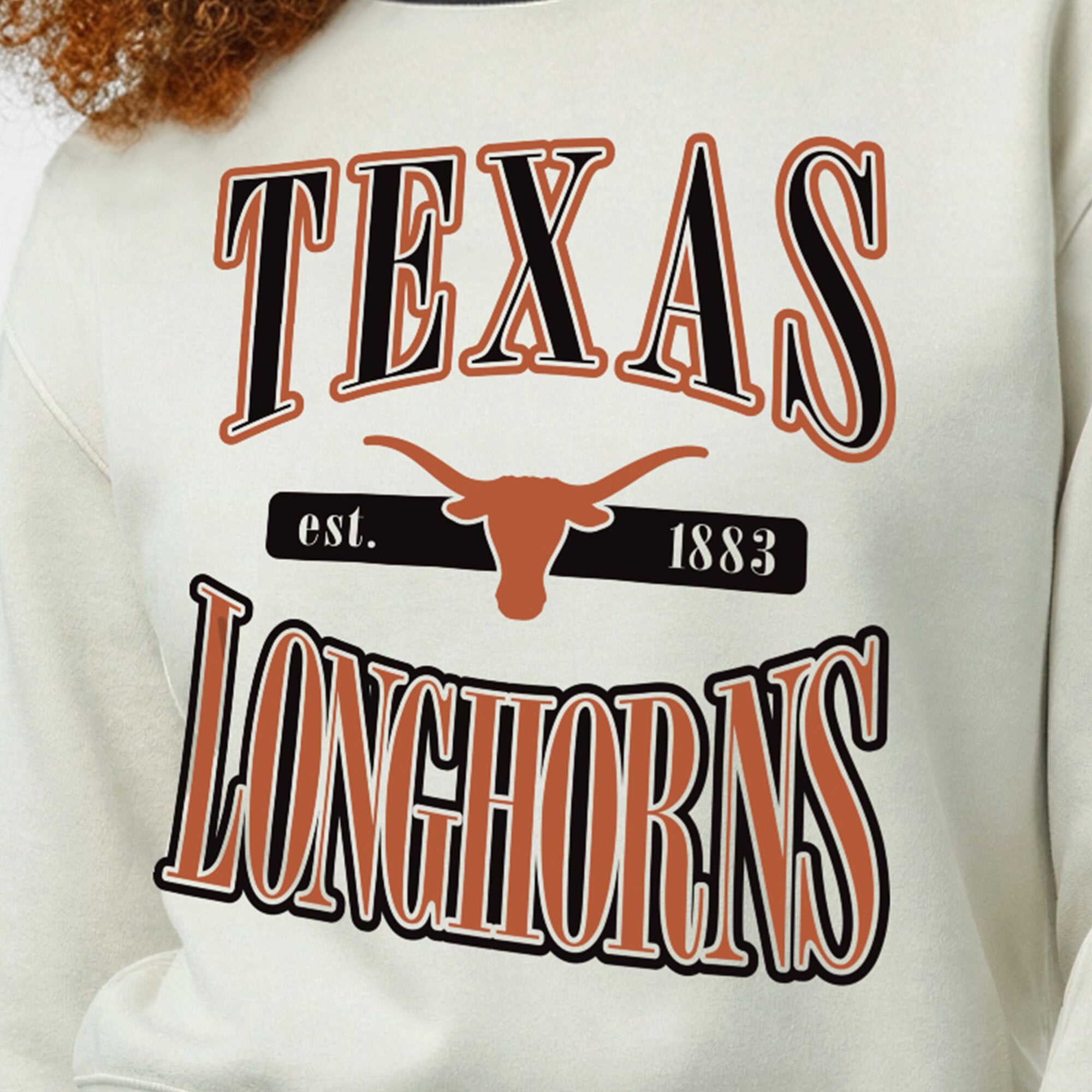 Women's Champion White Texas Longhorns Yarn Dye Rib Reverse Weave Crew Sweatshirt